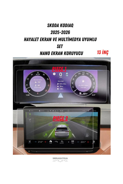 Skoda Kodiaq 2025-2026 Hayalet Ekran ve Multimedya Uyumlu Set Nano Ekran Koruyucu