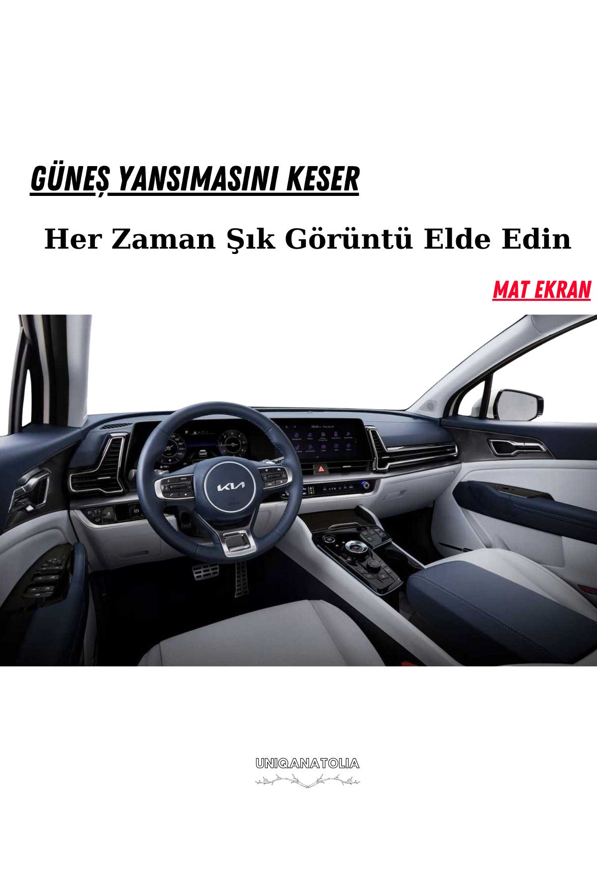 Kia Yeni Sportage 2023-2024 Uyumlu Dijital Gösterge ve Bilgi Ekran Uyumlu Mat Ekran Koruyucu