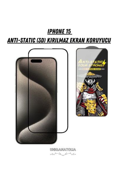 iPhone 15 Antı-Statıc 3D Toz Tutmayan Kırılmaz Ekran Koruyucu