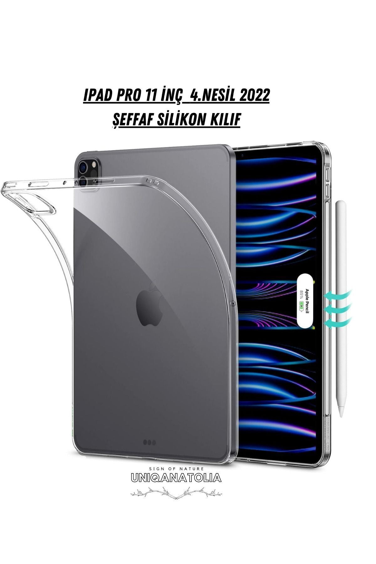 iPad Pro 4.Nesil 11 İnç 2022 Uyumlu Premium Şeffaf Silikon Kılıf