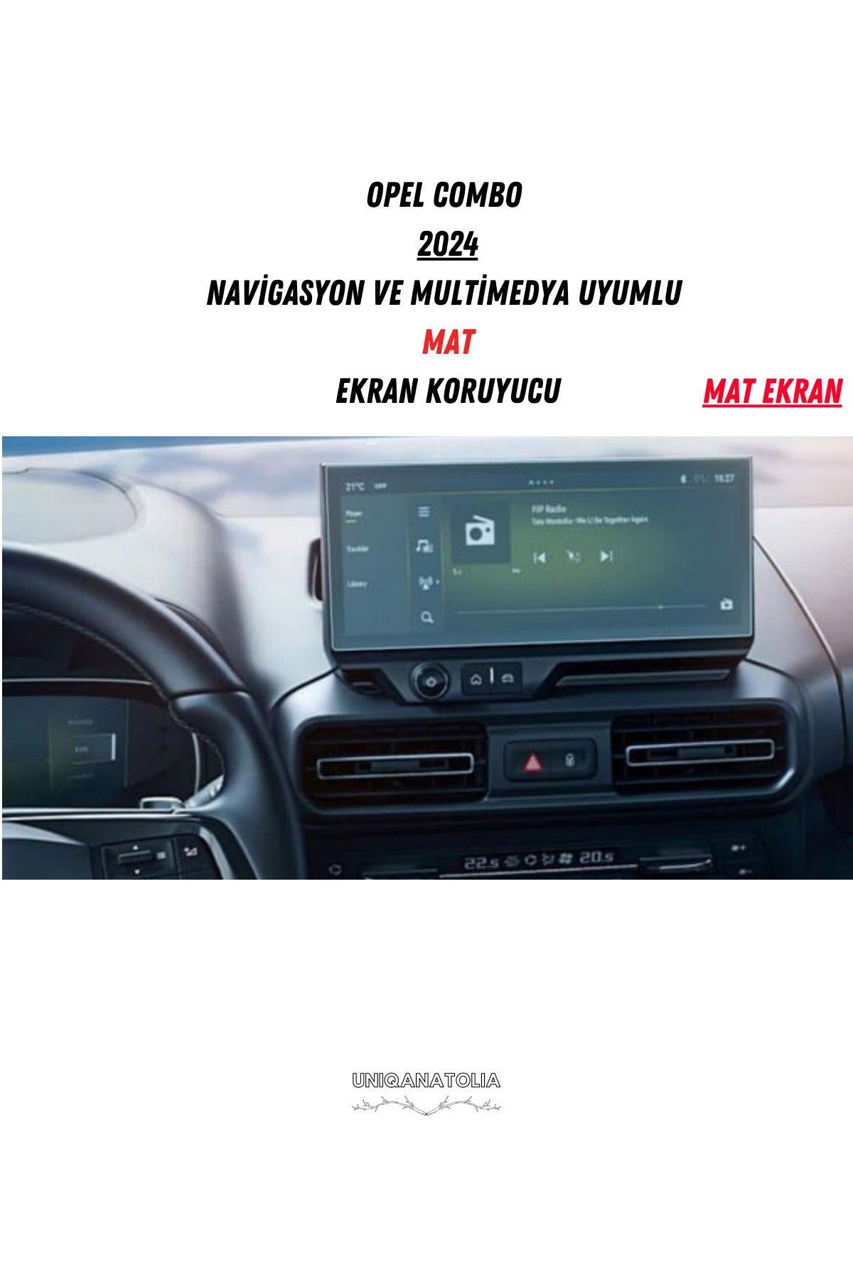 Opel Combo 2024 Navigasyon ve Multimedya Uyumlu Mat Ekran Koruyucu