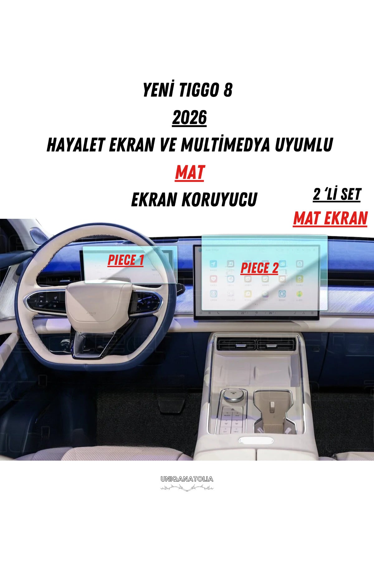 Chery Tıggo8 2026 Hayalet Gösterge Ve Multimedya Uyumlu Mat Ekran Koruyucu