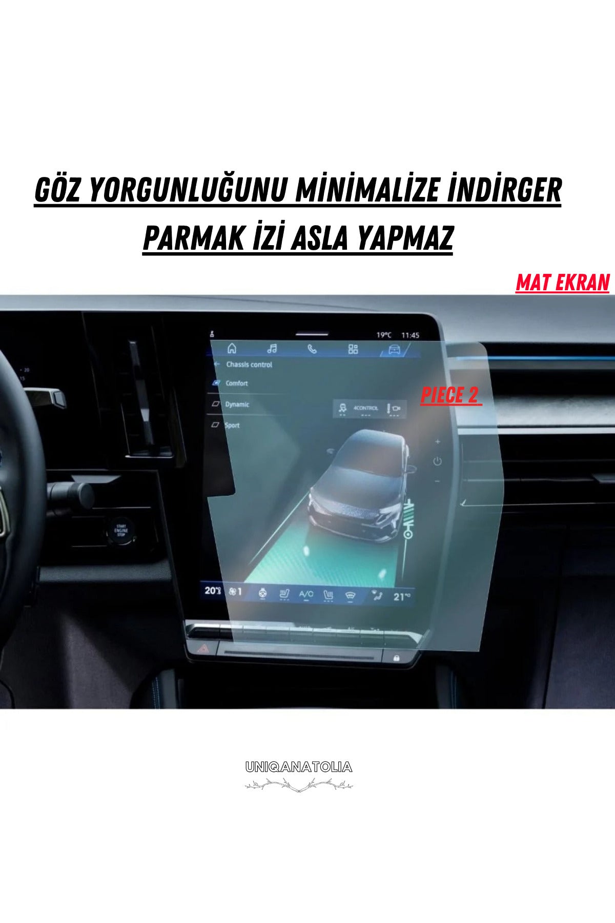 Renault Austral 2025 Hayalet Gösterge ve Multimedya Uyumlu Mat Ekran Koruyucu