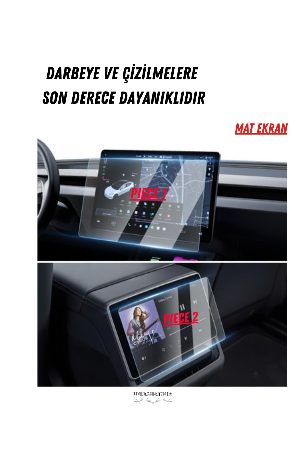 Tesla Model Y 2026 Multimedya ve Arka Ekran Uyumlu Mat Ekran Koruyucu