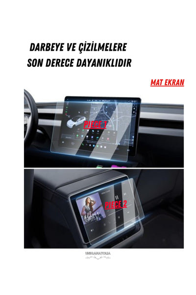 Tesla Model Y 2026 Multimedya ve Arka Ekran Uyumlu Mat Ekran Koruyucu