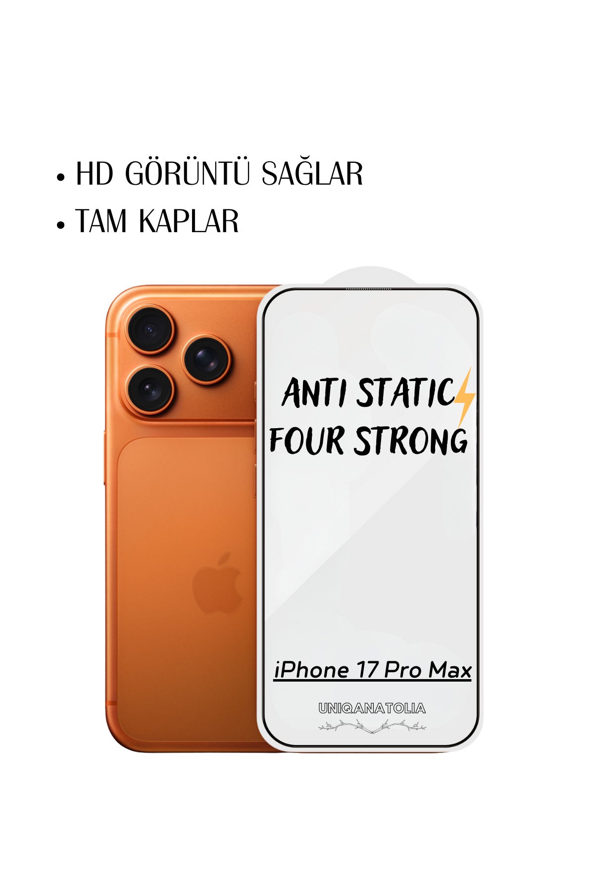 iPhone 17 Pro Max Anti-Static 3D Toz Tutmayan Kırılmaz Ekran Koruyucu