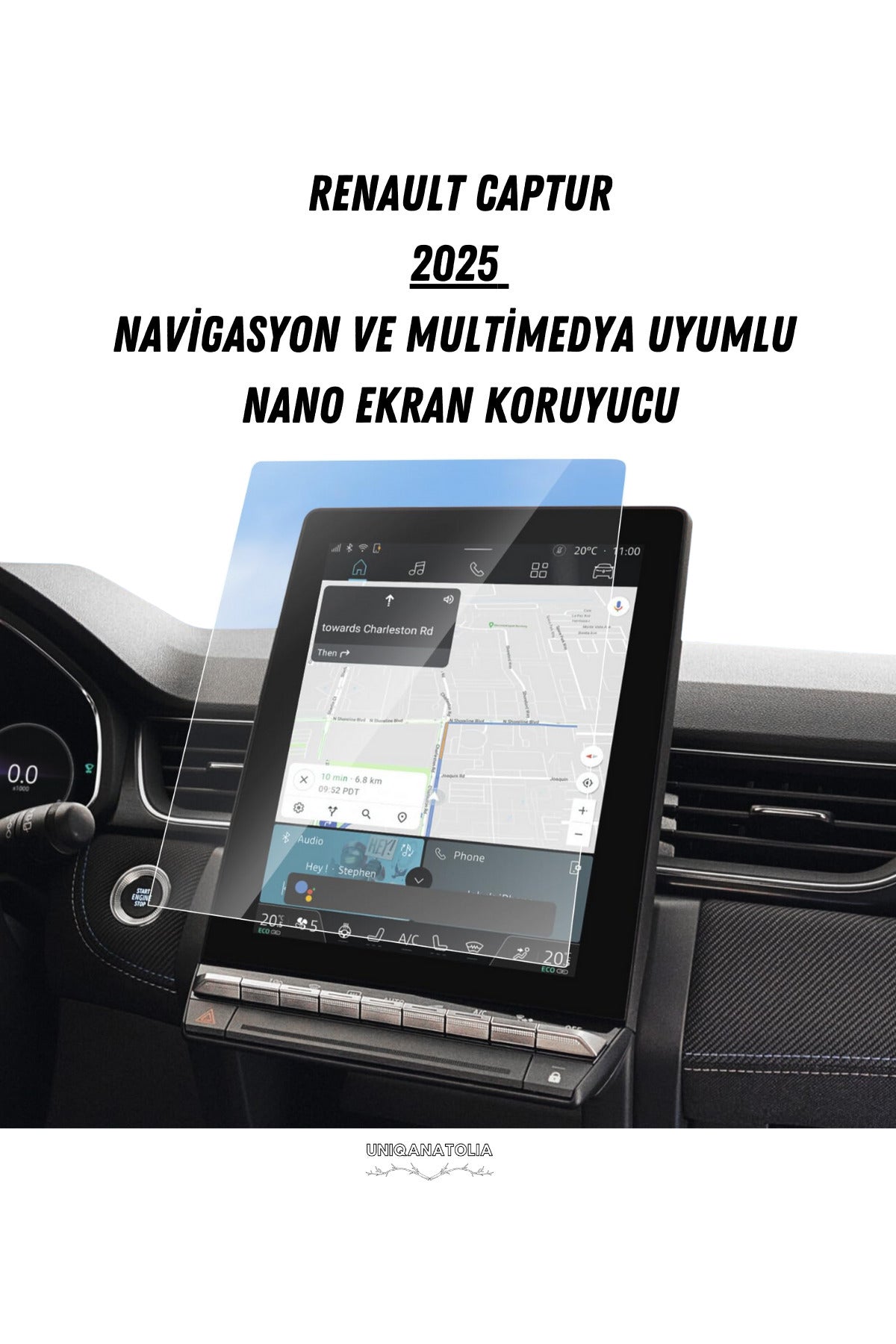 Renault Captur 2025 Navigasyon ve Multimedya Uyumlu Mat Ekran Koruyucu