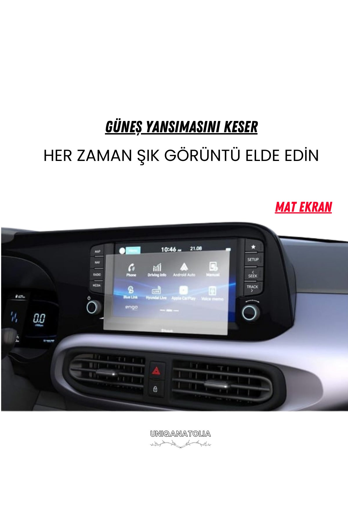 Hyundai i10 2022-2023-2024 Navigasyon ve Multimedya Uyumlu Mat Ekran Koruyucu