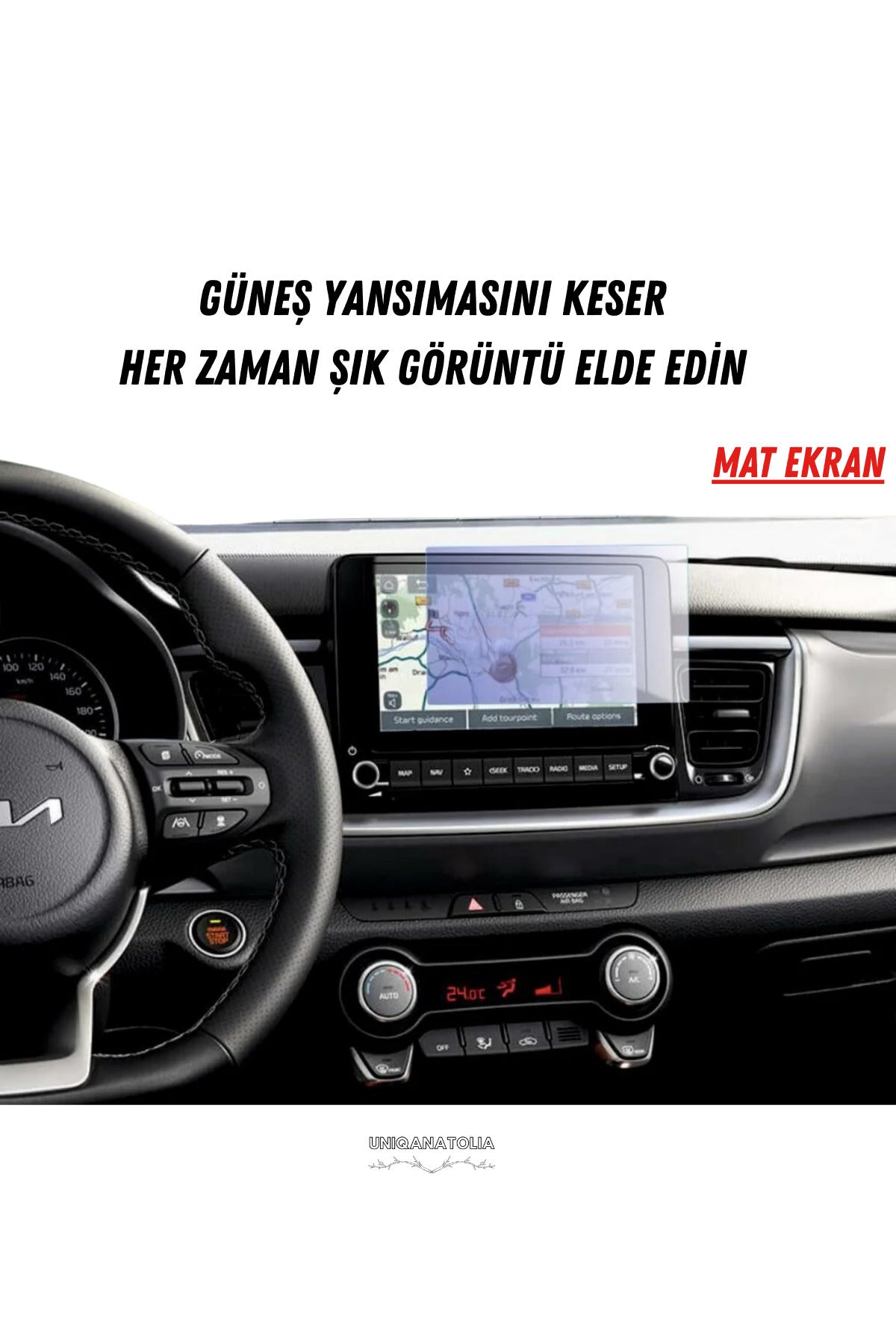 Kia Stonic 2025 Navigasyon ve Multimedya Uyumlu Mat Ekran Koruyucu