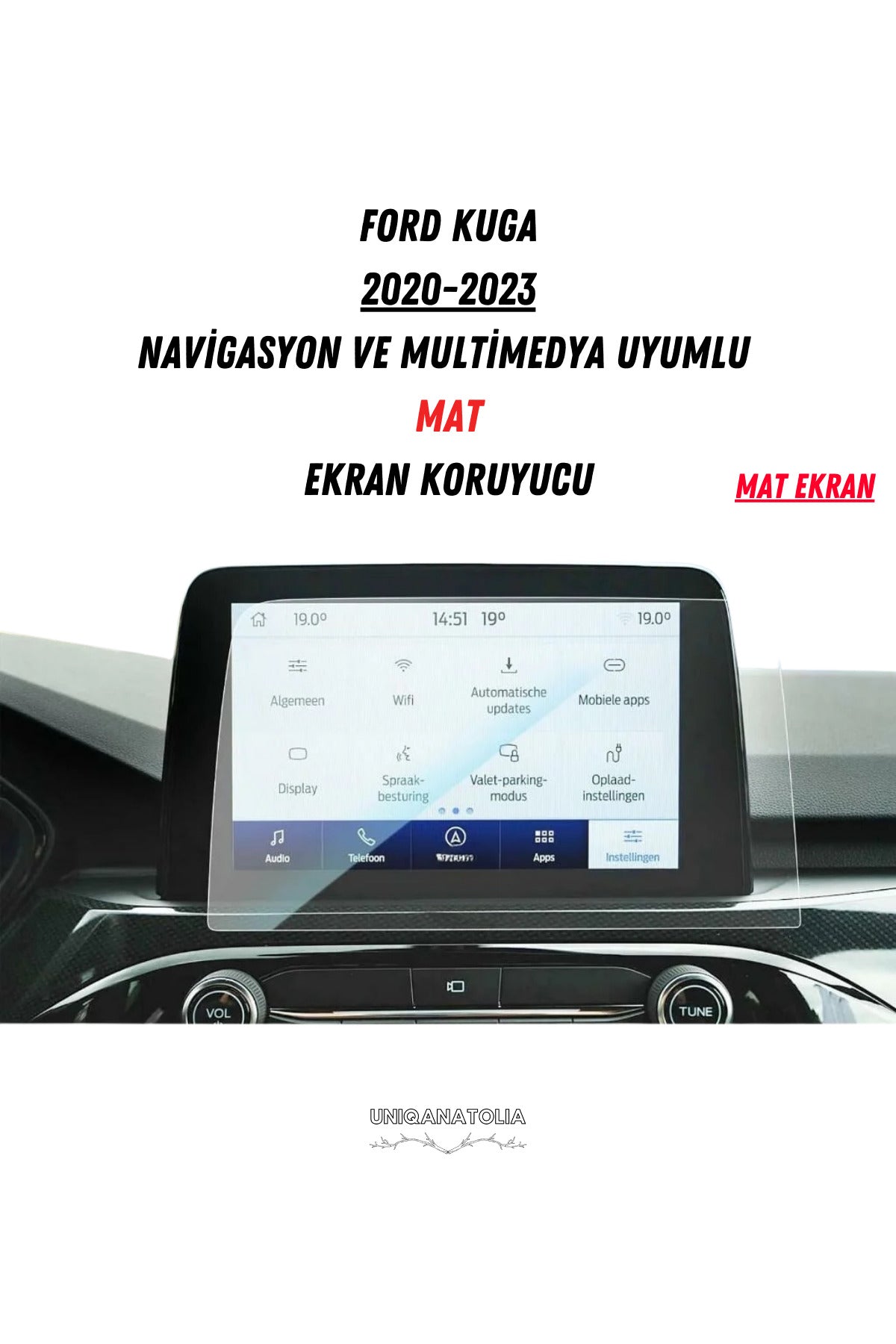 Ford Kuga 2020-2023 Navigasyon ve Multimedya Uyumlu Mat Ekran Koruyucu