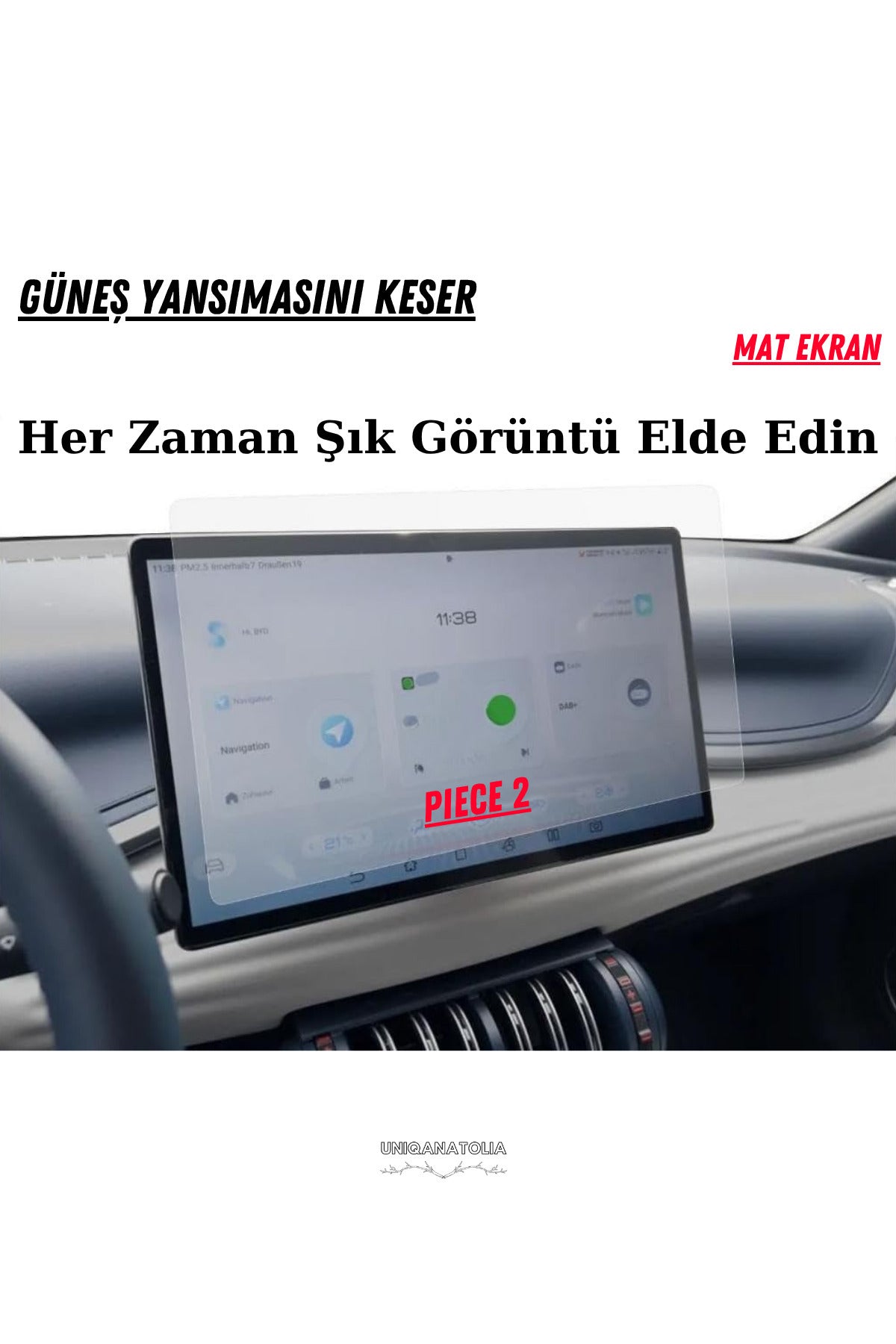 BYD Atto 3 Hayalet Gösterge ve Multimedya Uyumlu Mat Ekran Koruyucu