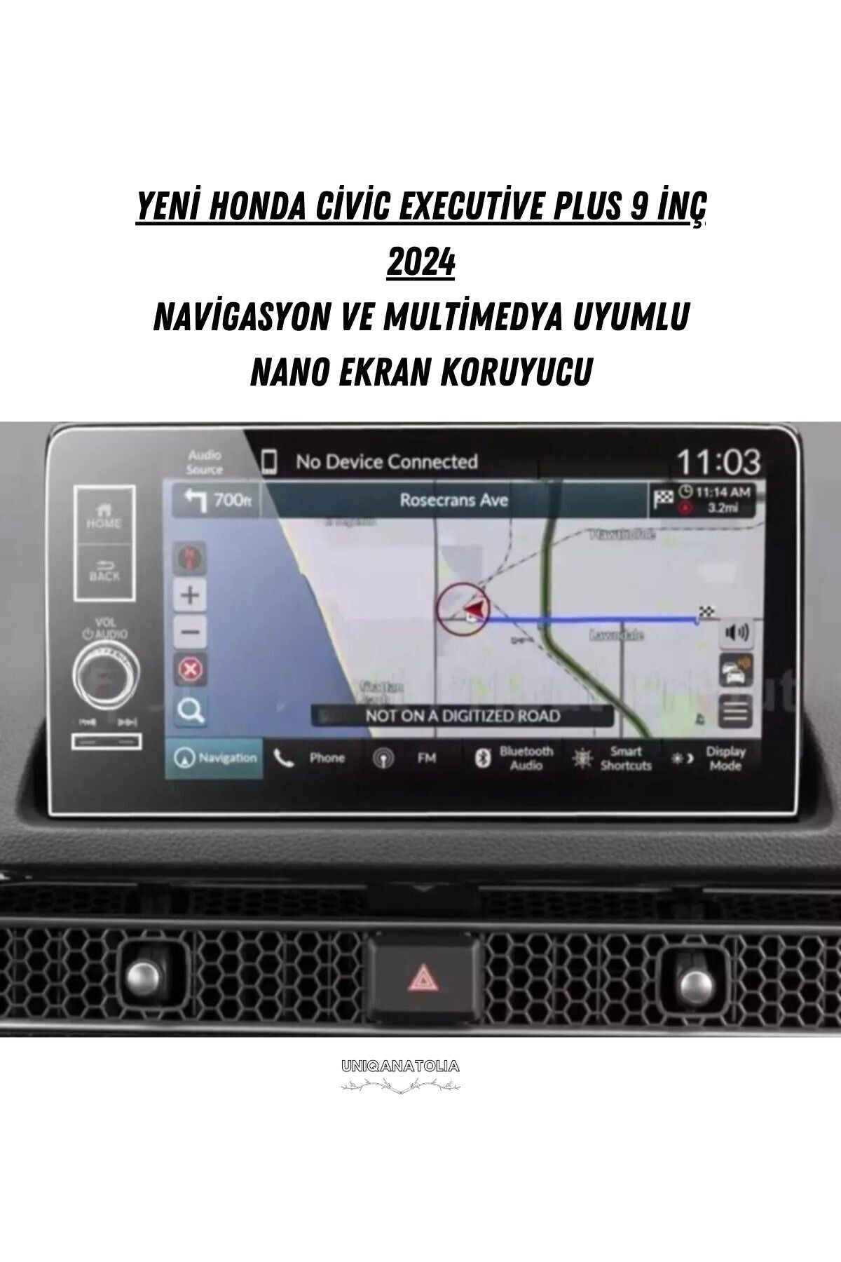 Honda Civic Executive Plus 2024 Navigasyon ve Multimedya Uyumlu Nano Ekran Koruyucu