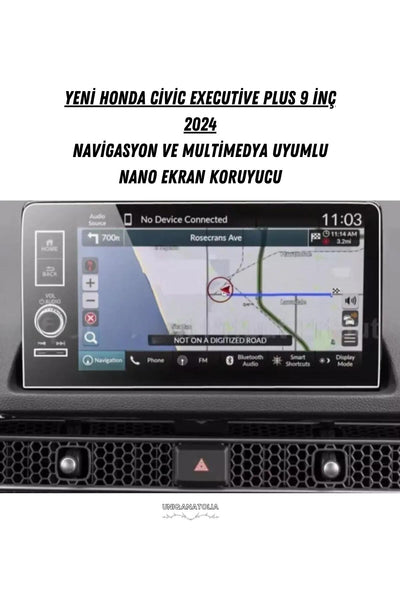 Honda Civic Executive Plus 2024 Navigasyon ve Multimedya Uyumlu Nano Ekran Koruyucu