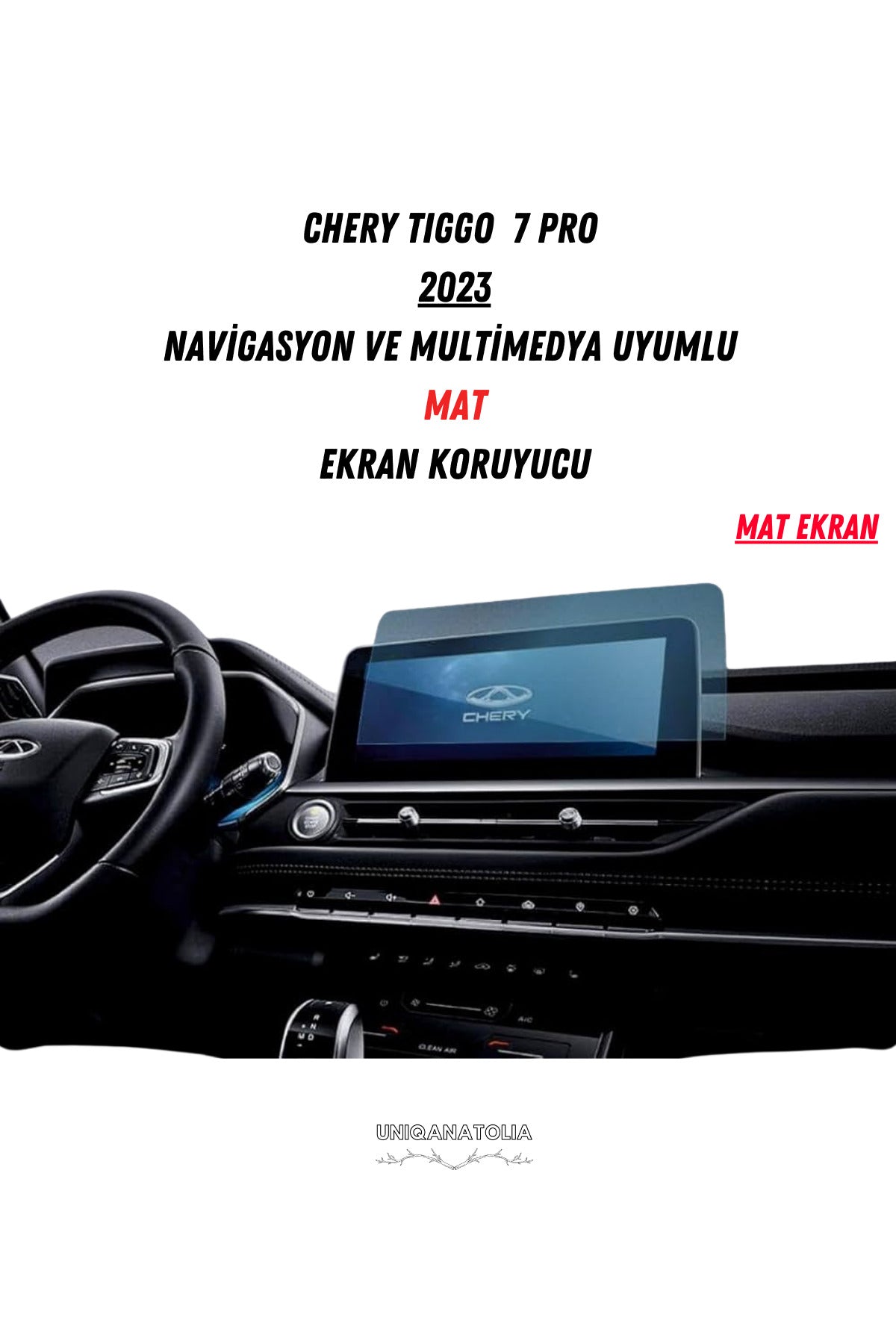 Chery Tiggo 7 Pro 2023 Navigasyon ve Multimedya Uyumlu Mat Ekran Koruyucu