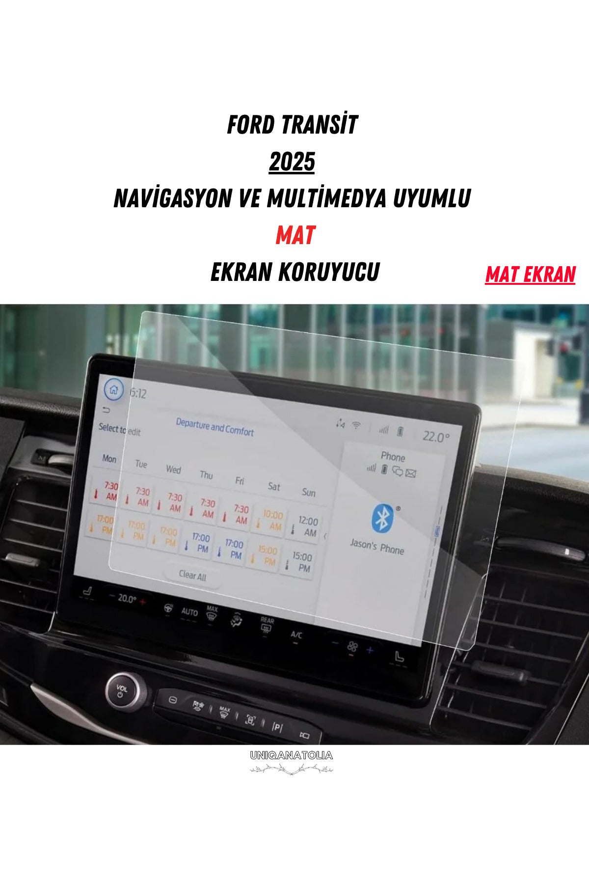 Ford Transit 2025 Navigasyon ve Multimedya Uyumlu Mat Ekran Koruyucu
