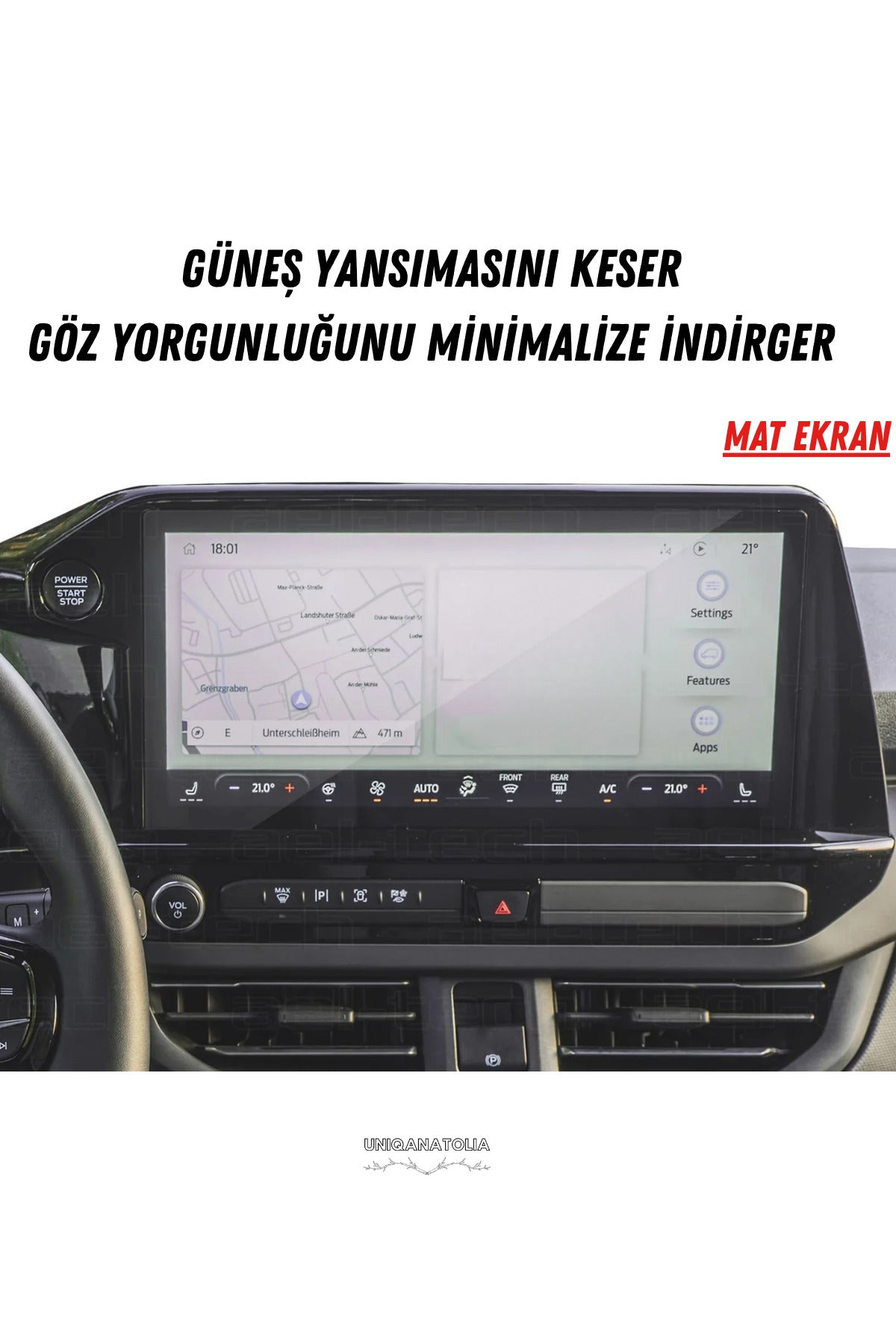 Ford Transit Custom 2024-2025-2026 Multimedya Uyumlu Mat Ekran Koruyucu