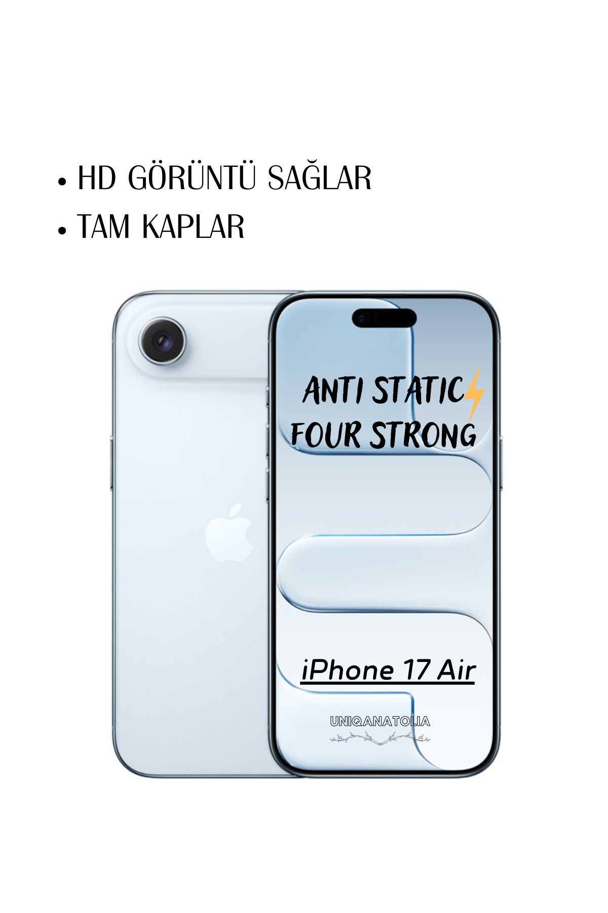 iPhone 17 Air Anti-Static 3D Toz Tutmayan Kırılmaz Ekran Koruyucu