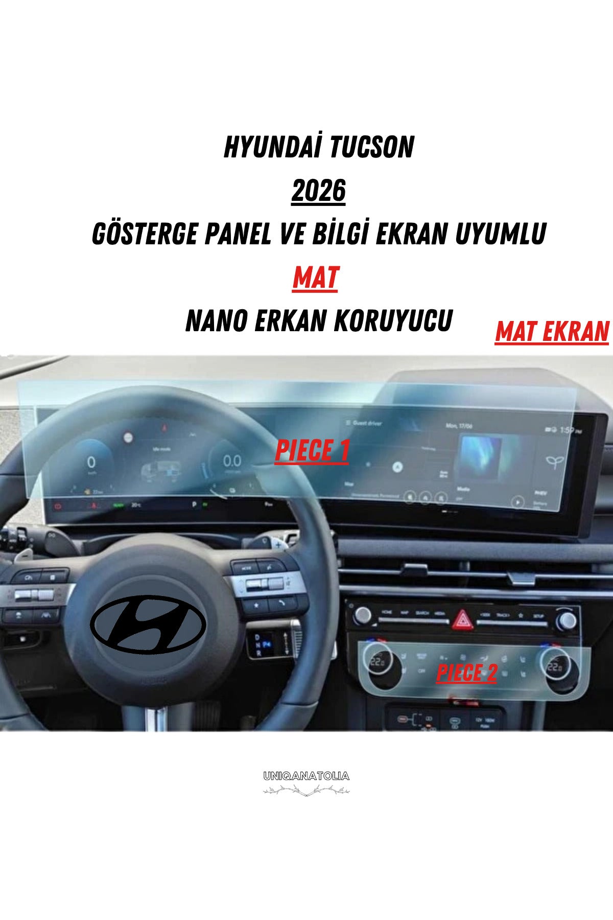 Hyundai Tucson 2026 Hayalet ve Bilgi Ekran Uyumlu Set Mat Ekran Koruyucu