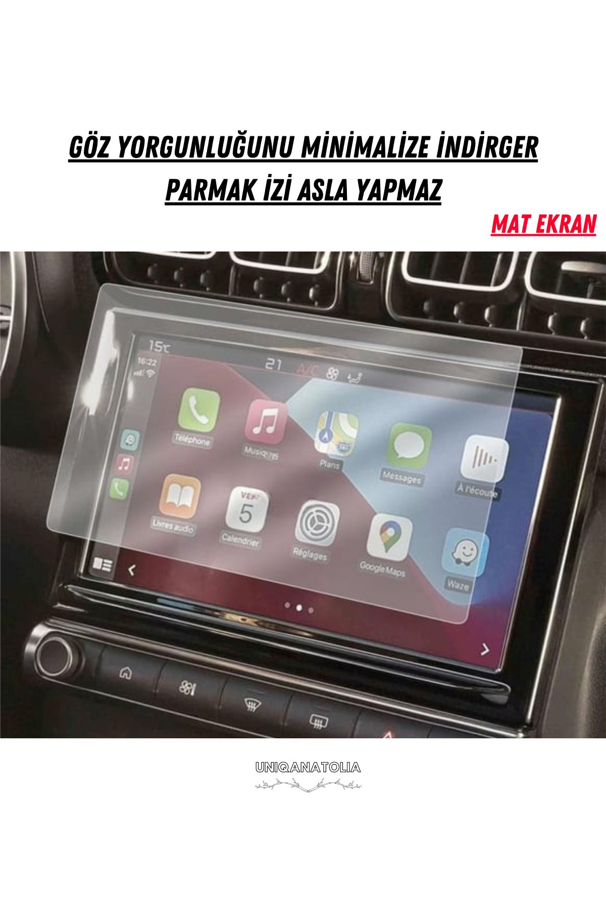 Citroen C3 Aircross 2020-2023 Navigasyon ve Multimedya Uyumlu Mat Ekran Koruyucu