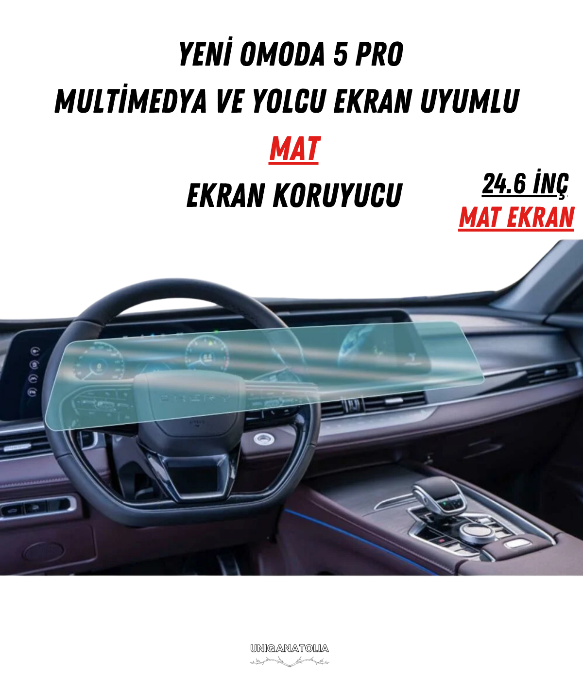 Yeni Omoda 5 Pro Multimedya ve Yolcu Ekran Uyumlu Mat Ekran Koruyucu