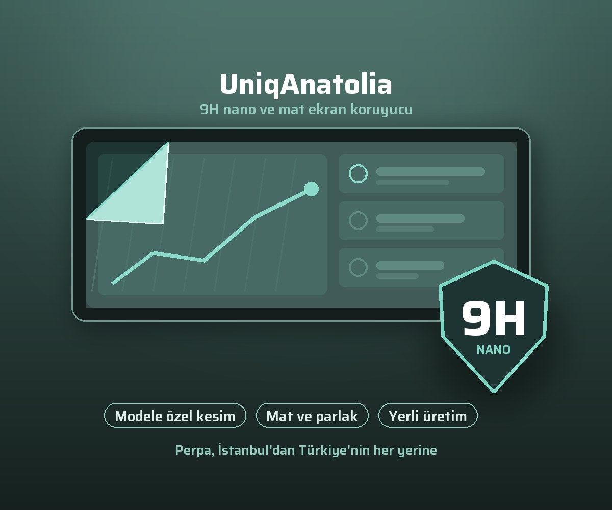 UniqAnatolia 9H nano ve mat ekran koruyucu: modele özel kesim, yerli üretim, Perpa İstanbul'dan Türkiye geneline gönderim